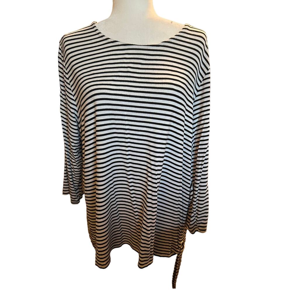 C.D. Daniels 3/4 Sleeve Striped Shirt Plus Size 1X